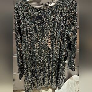 Sequin Long Sleeve Dress- LAUREN CONRAD